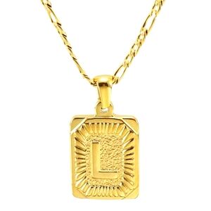 Vintage Initial Letter Charm, L, 18K Gold-Plated Letter Charm Pendant Necklace